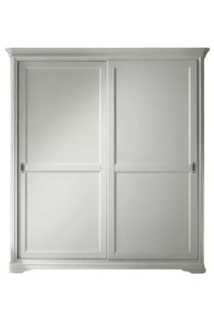 Offerta Limitata Armadio shabby 2 ante scorrevoli in legno massello bianco l.200 p.67 h.220 - Mobili 2G