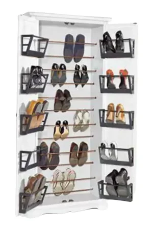 Armadio porta scarpe in legno bianco laccato cm 87x40x192h (1521) - Mobili 2G Pagamento Sicuro