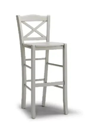 Compra Online Sgabello in legno shabby laccato bianco seduta legno