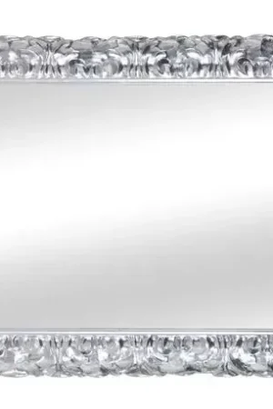 Nuova Collezione Specchiera in foglia argento brillante rettangolare- misure: l.88 x h.148 x p.5 - Mobili 2G