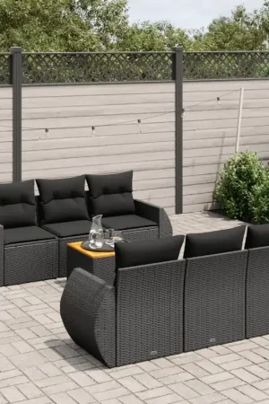 Set Divani da Giardino con Cuscini 7pz Nero Polyrattan 3257224 Più Venduto