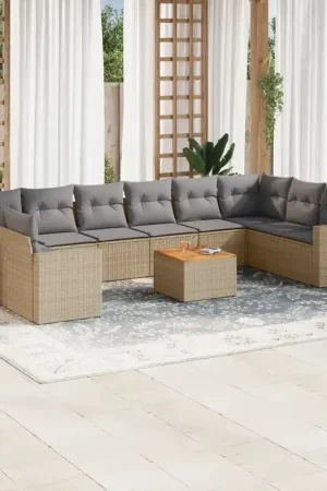 Set Divano da Giardino 11 pz con Cuscini Beige Misto Polyrattan 3256626 Vendita Finale