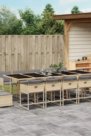 Set Pranzo da Giardino 15 pz con Cuscini Beige Misto Polyrattan 3211356 Subito Disponibile