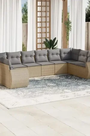 Set Divano da Giardino 10 pz con Cuscini Beige in Polyrattan 3221868 Spedizione Espresso