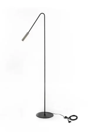 Prezzo Basso Vega Lampada da Terra LED a Tubo in Metallo Nero Opaco con Luce 3000K, Interruttore a Pedale e Struttura di Design per Interni - LA/144