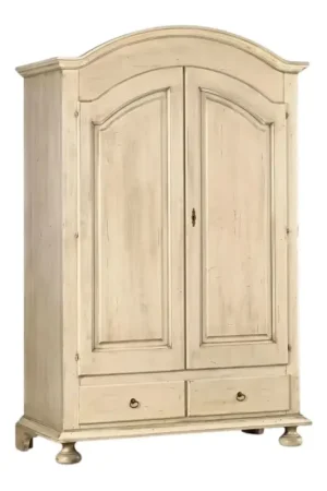 Armadio arte povera 2 ante shabby legno avorio patinato 125x61x200 - Mobili 2G Prezzo Ridotto