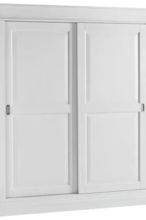 Armadio arte povera 2 ante scorrevoli legno bianco shabby 183x67x212 - Mobili 2G Bestseller