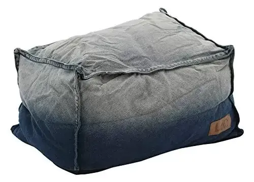 01 pouf in tessuto denim slavato misure l.53 h.28 p.38 - Mobili 2G Prezzo Ridotto