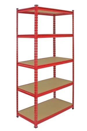 10 Scaffali in Acciaio Senza Bulloni Z-Rax Rossi Larghi 90cm per Magazzino e Box Nuova Collezione