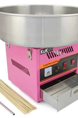Prezzo Conveniente Macchina Zucchero Filato Rosa Vintage 50 cm con Carrello + 500 Stecche