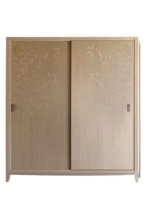 Armadio 2 ante scorrevoli in legno con decoro foglia naturale l.200 p.64 h.220 - Mobili 2G Saldi
