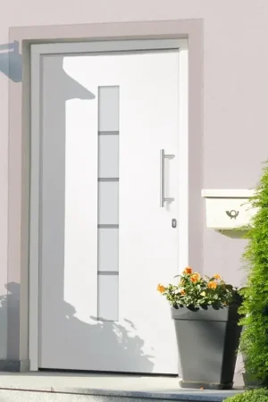 Nuova Collezione Porta d'Ingresso in Alluminio e PVC Bianco 100x210 cm 3056807