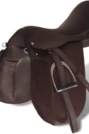 Set Sella Equitazione 17,5" in pelle naturale Marrone 12 cm 5-in-1 90647 Ultime Pezzi