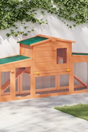 Must-Have Conigliera Grande all'Aperto per Animali Piccoli Tetto Legno 170163