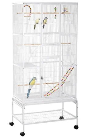 Voliera per Uccelli 83x53x180 cm in Acciaio Bianco Promo Stagionale