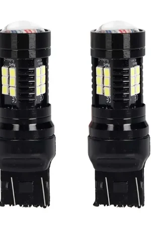 Vendita Finale 2 Pezzi LED T20 7443 W21/5W Canbus Lampada Auto Camion 12V 24V 21 SMD 3030 5W/1.5W 300lm Doppio Filamento Bianco 65mm