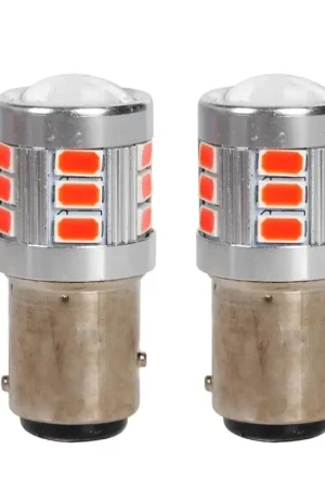 2 Pezzi Lampada LED BAY15D S25 P21/5W 18 SMD 3030 12V 24V 300lm 1W/2.5W Doppio Filamento Rosso Piedi Sfalsati 45mm Offerta