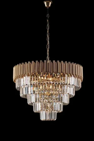Lampadario Contemporaneo Ravel Metallo Oro E Cristallo 9 Luci E14 Subito Disponibile