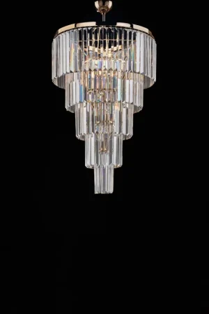 Acquista Ora Lampadario Moderno Schuber Metallo Oro E Cristallo 7 Luci E14