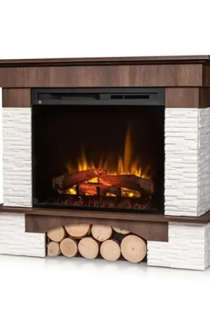 Caminetto elettrico da pavimento a libera installazione a LED - Rovere - 28" - 114 x 98 x 32 - PORTO Acquista Ora