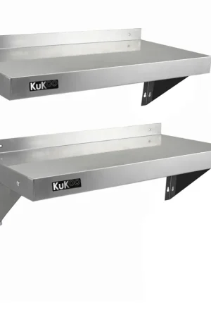 2 x Ripiani in Acciaio Inox Cucina Commerciale Mensole Muro e Staffe 90 x 30 cm Ultima Occasione