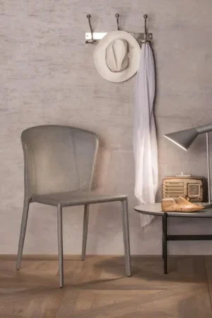 4x Sedia in similcuoio e seduta grigio chiaro 49x56x82h cm Professionale