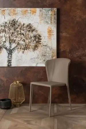 4x Sedia in similcuoio e seduta tortora 49x56x82h cm Offerta Speciale