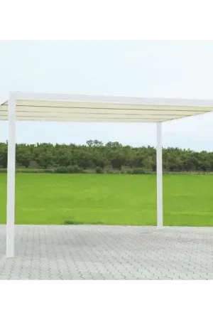 A Buon Prezzo Gazebo pergola alluminio milwaukee bianco con telo elettrico m3x3h2,3