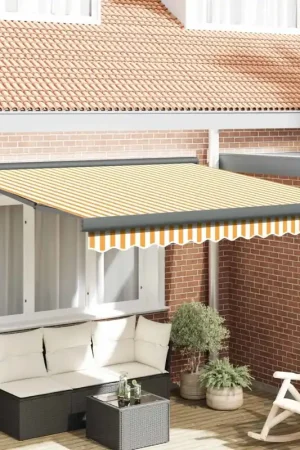 | Tenda retrattile | Blu e Bianco con Struttura Bianca 3,5 x 2,5 m 3154557 Offerta Lampo