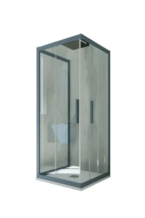 A Buon Prezzo Box doccia 3 lati scorrevole 70x110x70 CM H 200 Vetro Trasparente Profilo Blu Navy mod. Kolors Trio