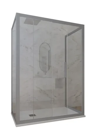 A Buon Prezzo Box doccia 3 lati 80x130x80 CM H 200 Vetro Trasparente Profilo Silver mod. Deco Trio