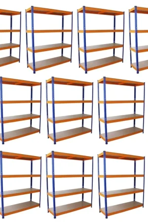 10 Scaffali in Acciaio Senza Bulloni S-Rax Blu e Arancione Larghi 150cm Garage Ultime Pezzi