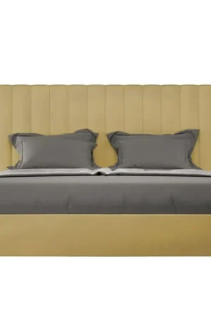 Letto matrimoniale francese con rete imbottito 140x200 microfibra ocra Agueda Occasione