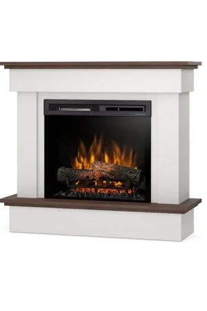 Caminetto elettrico a libera installazione a LED - 23" - Bianco opaco / Rovere - 100,5 x 89 x 33,5 - TORMES Saldi