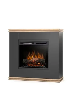 Caminetto elettrico a libera installazione a LED Mod. VENA - 26" colore Nero / Rovere chiaro - 97 x 89 x 35,3 Occasione Imperdibile