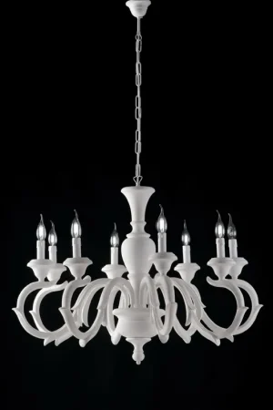 A Buon Prezzo Lampadario Shabby Chic Fiorenza Legno Bianco 8 Luci E14