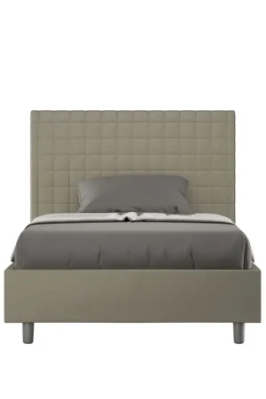 A Buon Prezzo Letto imbottito 1 piazza e mezza 120x210 cm Sunny - Similpelle,Senza rete,Cappuccino