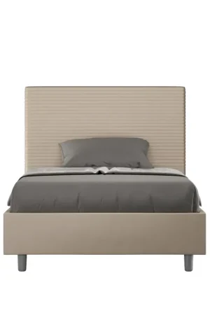 A Buon Prezzo Letto imbottito 1 piazza e mezza 120x200 cm Focus - Similpelle,Tortora,Con rete