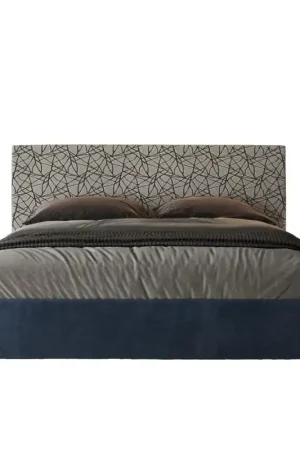 A Buon Prezzo Letto imbottito Matrimoniale 160x190 cm tessuto Era Arla - Con rete,Blu/Blu