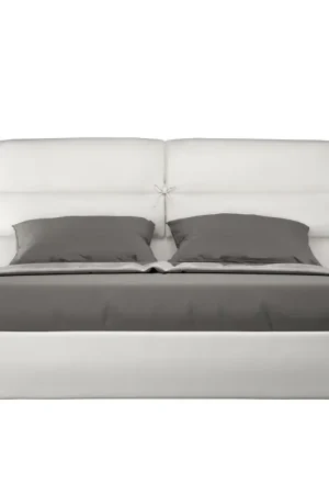 A Buon Prezzo Letto imbottito Matrimoniale 160x190 cm Nandy - Bianco,Similpelle,Contenitore