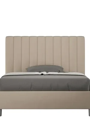 A Buon Prezzo Letto imbottito 1 piazza e mezza 120x200 cm Agueda - Similpelle,Tortora,Contenitore
