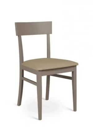 4x Sedia in legno laccato tortora con seduta in similpelle 445xh. 82 cm Promozione
