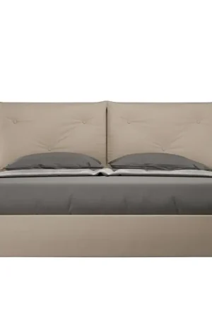 A Buon Prezzo Letto imbottito Matrimoniale 160x210 cm Appia - Similpelle,Senza rete,Tortora