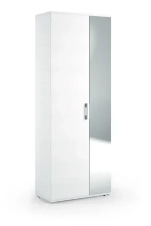 (3c) Multiuso Con Specchio 1 Cassetto E 6 Ripiani Interni bianco ante bianco con specchio Occasione