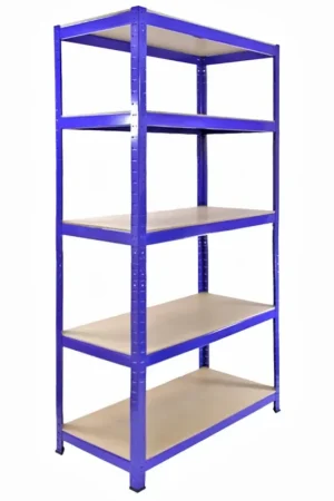 10 Scaffali in Acciaio Senza Bulloni T-Rax Blu Larghi 90cm per Magazzino e Box Prezzo Scontato