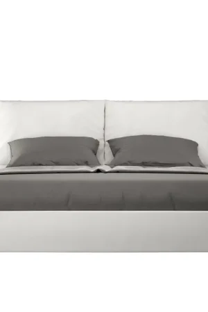 A Buon Prezzo Letto imbottito Matrimoniale 160x190 cm Antea - Bianco,Similpelle,Con rete