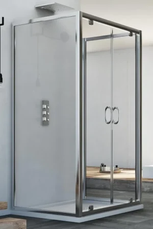 A Buon Prezzo Box Doccia 3 lati 80x110x80 CM H185 trasparente mod. Sintesi Trio 2 Ante