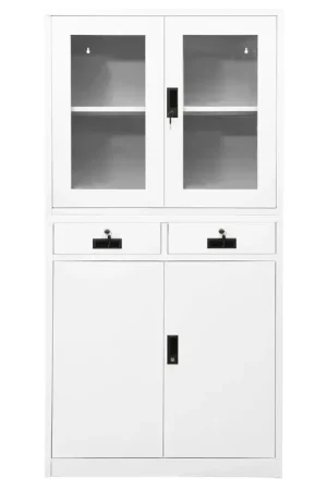 A Buon Prezzo Armadio per Ufficio Bianco 90x40x180 cm in Acciaio e Vetro 336421