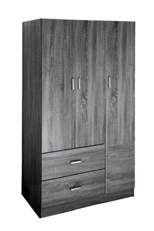 (2c) Armadio camera grigio tre ante con due cassetti cm 90 x 42 x 180 h Ultima Occasione