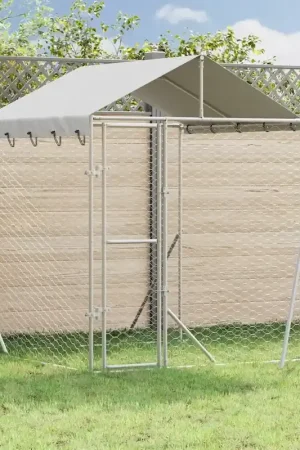 Affare Cuccia Cani da Esterno Tetto Argento 4x4x2,5 m Acciaio Zincato 3190470
